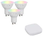 Sada inteligentných stmievateľných LED žiaroviek GU10 4,7W 400 lm 2700K-6500K vrátane Zigbee Smart Hub