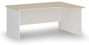 Rohový kancelársky písací stôl PRIMO WHITE, 160x120 cm, pravý, biela/breza