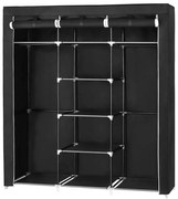 Úložná textilná skriňa s policami a vešiakovou tyčou MATIS 150x175 cm čierna