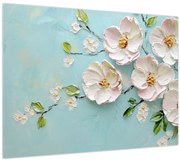 Obraz - Kvietky na modrom pozadí (70x50 cm)