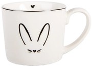 Biely hrnček s králičími uškami a srdiečkom - 12*8*7 cm / 275 ml