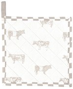 Bavlnená podložka / chňapka s béžovým potlačou Life with Cows - 20 * 20 cm