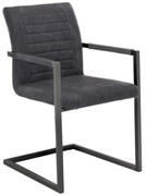 furniture-nabytek.cz - Sada 2 masívnych kresiel s podrúčkami Picton, umelá koža / kov, šedá/čierna