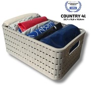 Rotho Plastový košík COUNTRY, rovný, béžový (4l - 24x16x11)