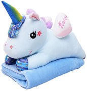 Plyšový JEDNOROŽEC s detskou dekou vo vnútri modrý