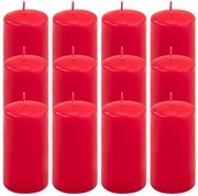 Sada stĺpových sviečok, 11,5 cm, Ø 6 cm, červená, 12 ks