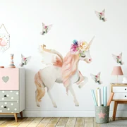 Gario Detská nálepka na stenu Jednorožec s krídlami watercolor