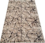 Béžový huňatý koberec Plush Deluxe – mramorový vzor Rozmer: 50x80 cm