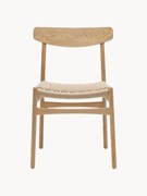 Drevená jedálenská stolička's ručne tkaným sedadlom sedadlom CH23