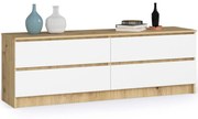 Komoda Kuba 160 cm 4 zásuvky dub artisan/biela
