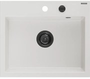 Mexen Oscar, 1-komorový granitový drez 580x490x205 mm, biela, 6519581000-20-B