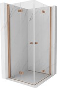 Mexen Mist-F Duo, skladací sprchový kút 110 x 110 cm, číre sklo, medený matný profil, 8A6-110L-110P-65-00