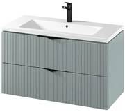 Cersanit Tirso, závesná umývadlová skrinka 994x447x572 mm + keramické umývadlo, zelená matná, S801-546