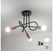 LED prisadený luster OXFORD 3×E27/15W/230V čierny