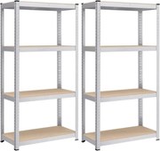 Súprava 2 ks oceľových nastaviteľných políc s vysokou nosnosťou, 160x80x40, sivé