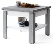 Rozkladací konferenčný/jedálenský stôl s odkladacou poličkou LIA šedá betón/biela