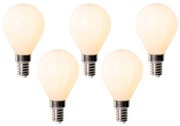 Set van 5 E14 dimbare LED lampen P45 opaal 5W 470 lm 2200K