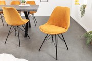 Dizajnová jedálenská stolička Scandinavia horčicová cord