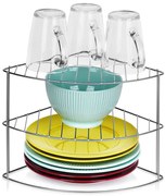 VILDE Prídavná polica, 3-poschodová, rohová, strieborný kov 23 x 23 x 21,5 cm