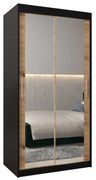 Šatníková skriňa 100 cm Toki 3 (Čierna matná + Dub artisan). Vlastná spoľahlivá doprava až k Vám domov. 1065047
