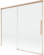 Mexen Rox, 2-krídlová posuvná vaňová zástena 180 x 150 cm, 8mm číre sklo, medený matný profil, 8C9-180-001-65-00
