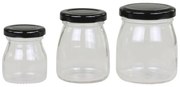 Set 3ks sklenená dóza s čiernym viečkom - Ø 6*8 / Ø5*7/ Ø4*6 cm