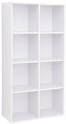Regál do obývačky, 8 políc, 129,5x65,5x30cm, biely