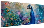 Obraz - Maľba páva (120x50 cm)
