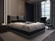 Manželská posteľ Boxspring 140 cm Pecos Comfort (ekokoža + sivá + čierna) (s matracom a úložným priestorom). Akcia -20%. Vlastná spoľahlivá doprava až k Vám domov. 1056267