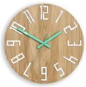 Drevené nástenné hodiny Slim Biela-Mentolová