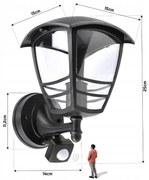 BERGE Záhradná lampa s pohybovým a súmrakovým senzorom E27