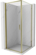 Mexen Exo, výklopný sprchový kút 70 x 70 cm, číre sklo, zlatá, 817-070-070-50-00