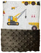 Detská deka Bager/minky tmavohnedá 60x70 cm – teplá deka do kočíka pre chlapcov