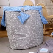 Detský kôš na hračky STARS - šedý/modrý