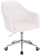 LuxuryForm DESIGN Kreslo ANDORA na striebornej podstave s kolieskami - biele