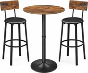 Rustikálny barový set: okrúhly barový stôl + 2 barové stoličky v loft štýle