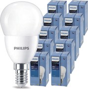 10x LED žiarovka PHILIPS E14 72 – studená farba 6500K 230V CorePro