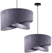 Závesné svietidlo Mediolan, 1x šedé/strieborné textilné tienidlo