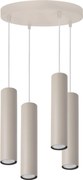 Závesné svietidlo Tuba, 4x béžové kovové tienidlo, o