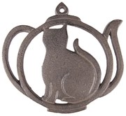 Liatinová podložka pod kanvicu v tvare kanvice s mačkou - 15*15*1 cm