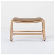 Podnožka s konštrukciou z masívneho dubového dreva s hnedým koženým detailom Gazzda Dedo