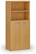 Kombinovaná kancelárska skriňa PRIMO WOOD, dvere na 3 poschodia, 800 x 420 x 1781 mm, buk