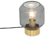 Moderná stolná lampa mosadz s dymovým sklom - Stiklo