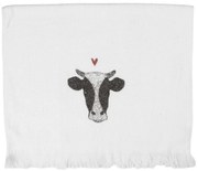 Biely kuchynský froté uterák s hlavou kravičky Cow - 40*66 cm
