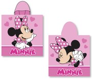 DETSKÝ BAVLNENÝ PONČO UTERÁK S KAPUCŇOU MINNIE 50X115 CM VZOROVANÝ