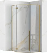 Päťuholníkový sprchovací kút REA DIAMOND 100x100 cm, zlatý kartáčovaný/transparent - bez vaničky