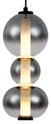 Art Deco závesná lampa čierna s dymovým a čírym sklom 3-svetlá vrátane LED - Lizzy