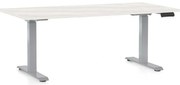 Výškovo nastaviteľný stôl OfficeTech D, 160 x 80 cm, sivá podnož, biely jaseň