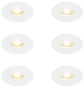 Sada 6 ks Moderné zapustené bodové biele 12 cm - Buco