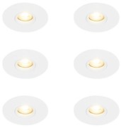 Sada 6 moderných bielych vstavaných bodových svietidiel 12 cm - Buco